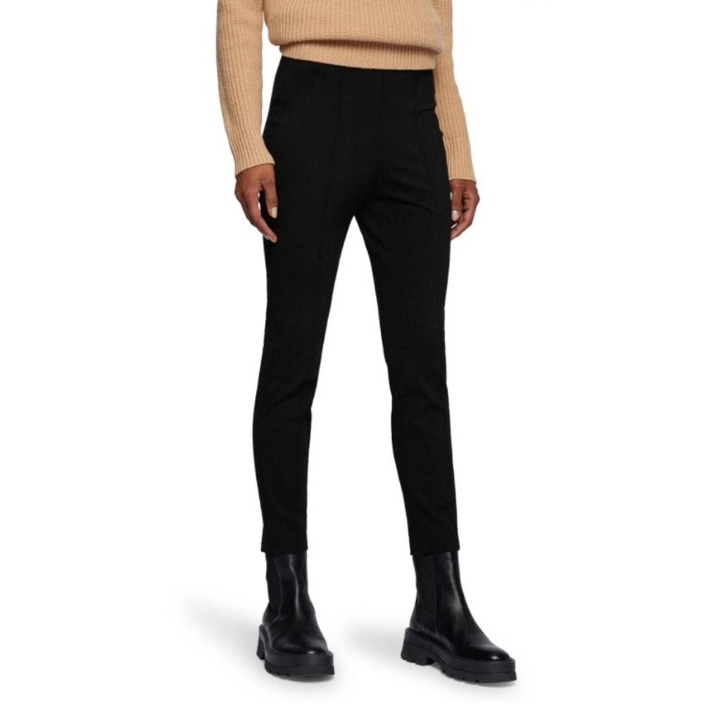 Hugo Boss Tashani Zip‎ Hem Ankle Pants Black Size Medium Pull On Ponte Stretch